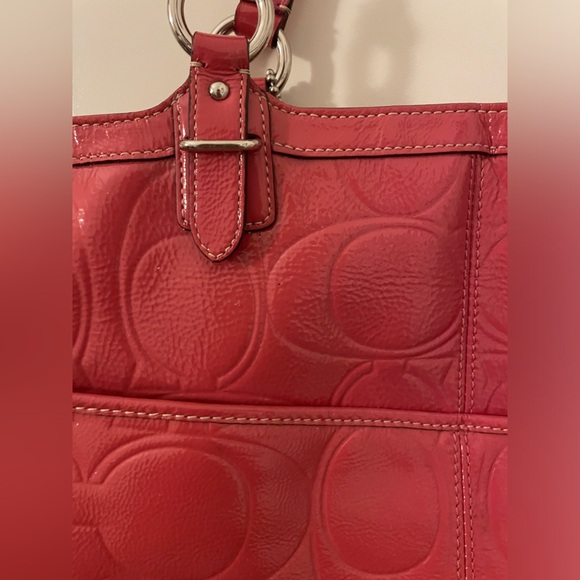 Coach Gallery Embossed Patent Leather Rose Pink Shoulder Bag Tote Purse - Picture 9 of 15